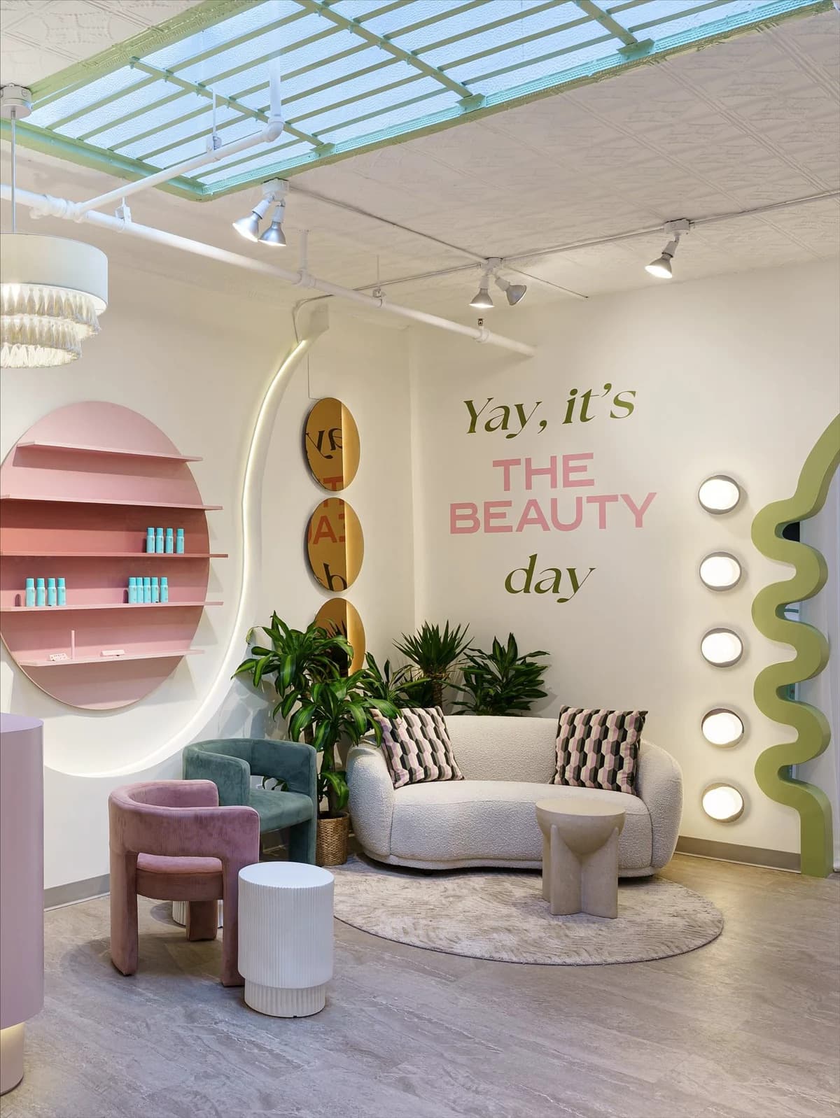 A small retail store interior, set up and open for business